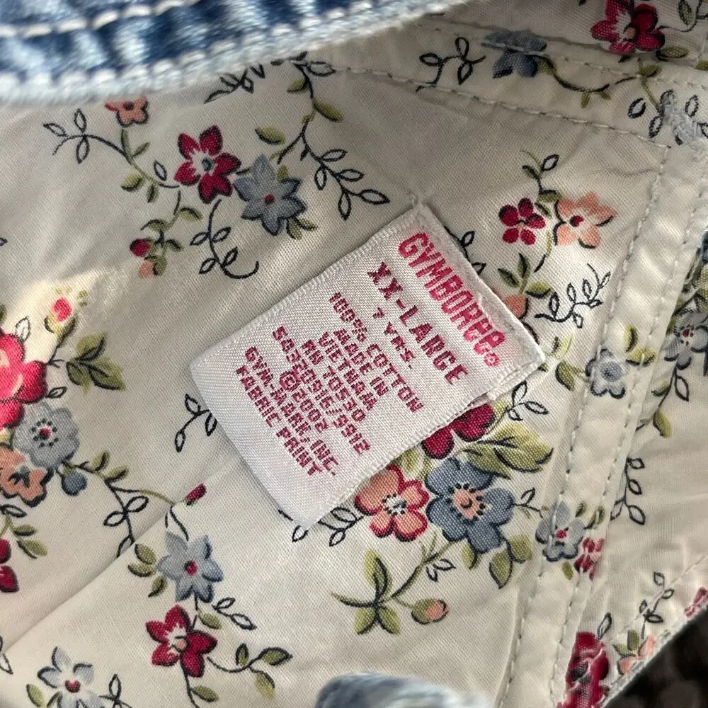 Gymboree Vintage Patchwork Girls Denim Jean Overall Bib Dress Size 7